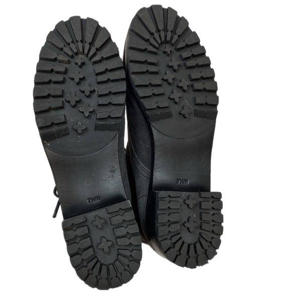 Tory Burch Gray Broome Suede Leather Lace Up Combat Boots size 7.5 - Picture 10 of 11